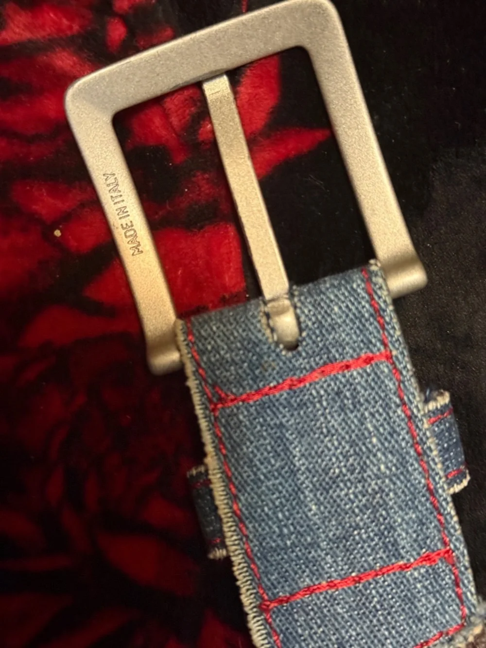 Miss Sixty Blue Denim Belt with Red Accents - Picture 4 of 7